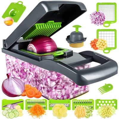 Produktbild von Gemüseschneider Würfelschneider Gemüsehobel 14 in 1 Zwiebel Zerkleiner Salatschneider Mandoline