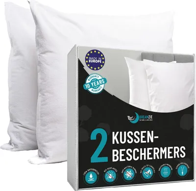 Image de 2 housses de couette imperméables de Dreamzie - Pour coussins de 40 x 70 cm - Respirantes, hypoallergéniques, anti-acariens