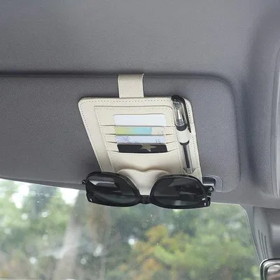 Image de Autovisierorganizer - étui à lunettes en cuir avec compartiments de rangement et film de protection universel - Accessoires intérieurs