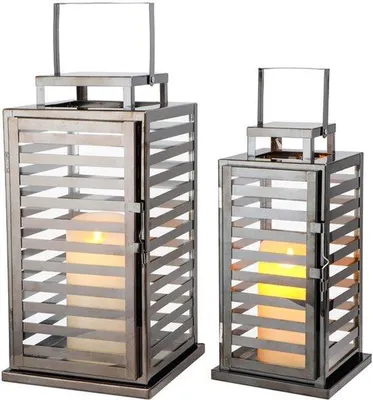 Productafbeelding van Zwarte RVS Lantaarn Set van 2