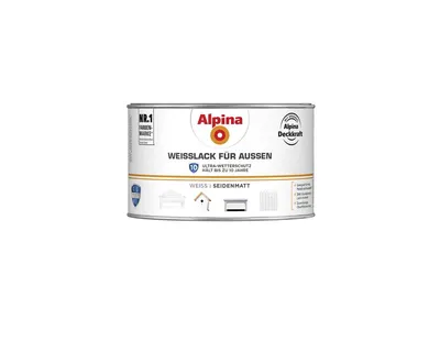 Produktbild von Alpina Weißlack für Außen 300 ml seidenmatt