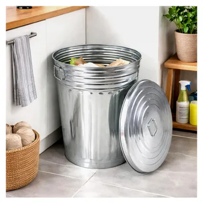 Produktbild von 30L Oskartonne Aschetonne mit Deckel, Metalltonne für Abfall, Küchenmülleimer, Abfalleimer, Müllbehälter, Feuereimer