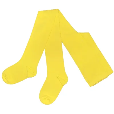Produktbild von WERI SPEZIALS Kinder Strumpfhose aus Baumwolle – Einfarbig Gelb – Weich, Atmungsaktiv und Elastisch – Größe 62
