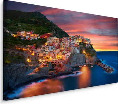 Produktbild von Fabelhafte Canvas LEINWAND BILDER 120x80 cm XXL Kunstdruck Natur Meer Manarola Italien
