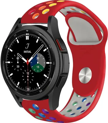 Produktbild von Strap-it Samsung Galaxy Watch 4 Classic 42mm Sportarmband (Rot/Bunt)