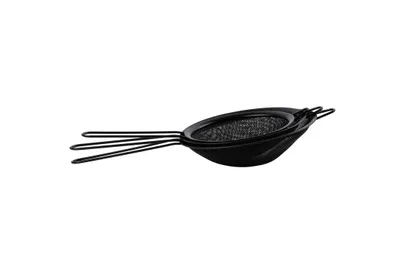 Zdjęcie produktu dla Zestaw 3 sit do kuchni, czarne, ze stali nierdzewnej | Drobne sitka, idealne do mąki, cukru pudru itp. Ø 8, 10, 12 cm | Elegancki, matowy design