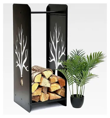 Produktbild von Kaminholzregal aus Metall Schwarz 100 cm