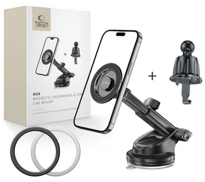 Zdjęcie produktu dla Tech-Protect N58 Magnetic Magsafe Dashboard & Vent Car Mount Black