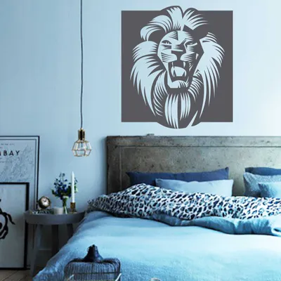 Produktbild von Wandtattoo - Wandaufkleber - Wandtattoo "Afrika Löwe" - 60cm x 55cm dunkelgrau - Dekoration Küche Wohnzimmer Wand