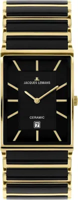 Produktbild von Jacques Lemans Armbanduhr York 1-1593.1G Edelstahl IP Gold Keramik schwarz