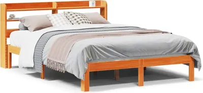 Produktbild von vidaXL Massivholzbett ohne Matratze Wachsbraun 140x190 cm Kiefernholz
