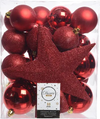 Produktbild von Weihnachtsbaumkugeln bruchfest Ø 8 cm 33 Stück rot