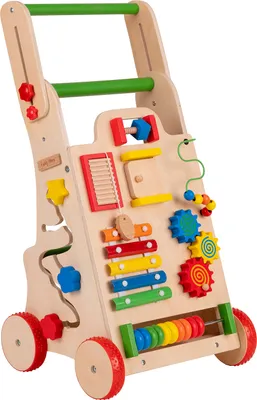 Obrázek produktu pro KiddyMoon Dřevěné chodítko Zábavné chodítko pro děti, které se učí chodit, multifunkční dřevěná hračka pro batolata Montessori, WK-002, pestrobarevné provedení