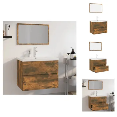 Produktbild von vidaXL Badmöbel-Set Räuchereiche Holzwerkstoff - Badezimmermöbel-Sets