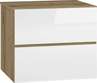 A product shot of a bathroom cabinet with two drawers.