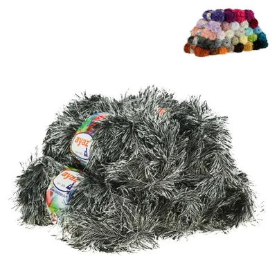 5 x 100g Strickgarn Yumos schwarz weiß