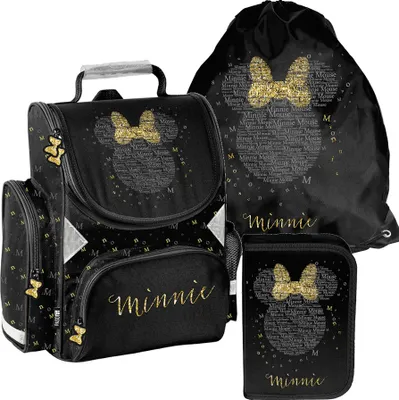 Produktbild von Schulrucksack Mädchen Jungen Motiv MINIE MOUSE 3 T Set Rucksack Federmäppchen Tasche Mega-Set Paso