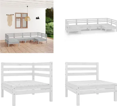 Produktbild von vidaXL 6 tlg. Garten Lounge Set Weiß Massivholz Kiefer - Gartenmöbel Set - Gartenmöbel Sets - Gartengarnitur - Gartengarnituren