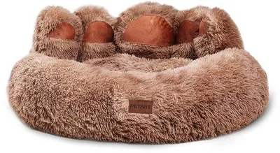 Obrázek produktu pro Malé kulaté pelíšek pro kočky z umělé kožešiny (khaki, 60 cm)