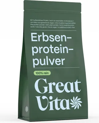 Produktbild von GreatVita Erbsenprotein Pulver 400g | 85% Eiweiß Isolate, 18 Aminosäuren