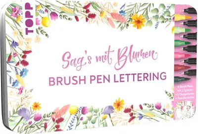 Produktbild von Handlettering Designdose Brush Pens Sag's mit Blumen