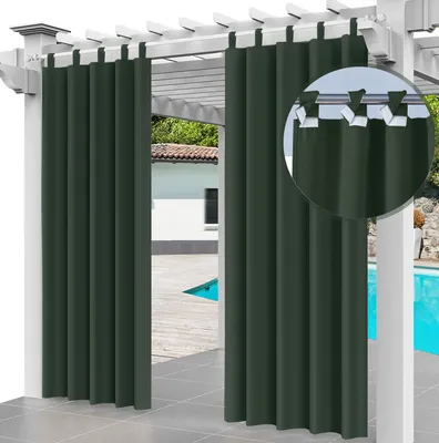 Obrázok produktu pre Vonkajšia záclona, sada 2 ks záclon so slučkami 220 x 155 cm, zelená, záclony do záhradných altánkov a na balkóny, zatemňovacie záclony, vodovzdorné, altánok (2 panely)