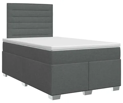 Zdjęcie produktu dla vidaXL Łóżko sprężynowe z materacem ciemnoszare 120 x 200 cm tkanina