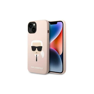 Immagine prodotto di Karl Lagerfeld Klhmp14Mslkhlp Custodia rigida per Iphone 14 Plus / 15 Plus 6.7 Rosa chiaro / Silicone rosa chiaro Karl's Head Magsafe