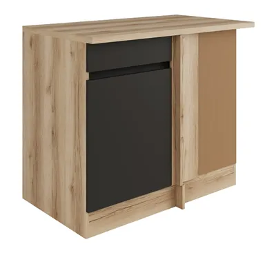Produktbild von Küchen Eckunterschrank mit Arbeitsplatte Noah UEL106-0+ in anthrazit 100 cm breit
