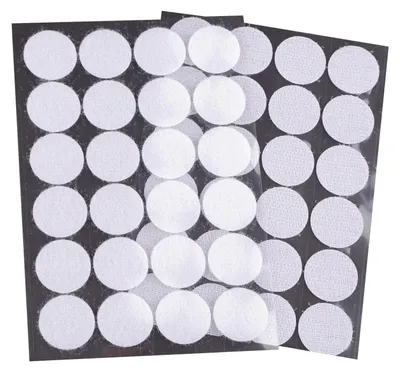 Runde Klett-Punkte, 24 Paar, 25 mm, weiß, selbstklebend, wiederverwendbar