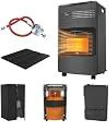 Produktbild von LARS360 Gasheizung für Innenräume, 4,2 kW Gasheizer mit 3 Heizstufen, Infrarot-Gasheizung für Propan & Butan, mit ODS, Kippschutz und Flammenüberwachung, fahrbar & faltbar, Schwarz