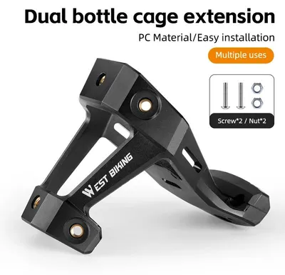 Immagine prodotto di Portabottiglie per bicicletta - Portabottiglie da montare sulla sella - Estensione per portabottiglie posteriore - Adatto per mountain bike e bici da corsa - Leggero (<75 g) - 1 pezzo - Nero