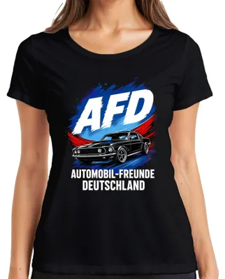 Obrázek produktu pro Tričko s potiskem "AFD Automobil Freunde Deutschland Sportwagen", černá barva, velikost XXL. (Sarkastický motiv.)