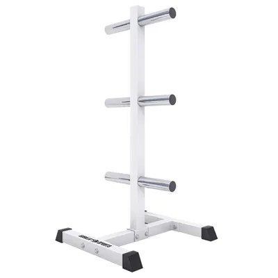Obrázok produktu pre GORILLA SPORTS® Stojan na činky - 6 tyčí, s držiakom kotúča 50 mm, nosnosť do 350 kg, oceľ, biely - stojan na činky, stojan na činky, stojan na činky, strom činiek