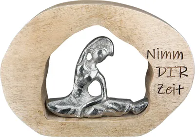 Obrázok produktu pre Gilde socha, ovál, "Time", príslovie, joga, hliník, drevo, prírodná farba, strieborná farba,Polyuretán3, d. 3,5 cm, š. 25 cm, v. 18 cm výška: 18,00 cm šírka: 25,00 cm hĺbka: 3,50 cm 51770