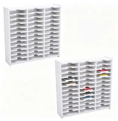 Stempelkissen-Organizer 2er Set, 36 Fächer, PVC, Weiß