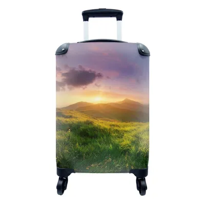 Produktbild von MuchoWow® Koffer Handgepäck Trolley Rollkoffer Kleine Reisekoffer mit 4 Rollen - Berge - Sonne - Natur - Cabin Size < 55x40x23 cm & 55x40x20 cm - Fotokoffer - Kabinenkoffer - Boardgepäck - Reise-Box - Reisekoffer - Reisegepäck - Koffer mit Bild - Trolley für Kinder