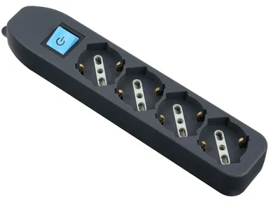 Produktbild von Electraline 82073 Mehrfachsteckdose ohne Kabel, 4 Universalsteckdosen, Schwarz
