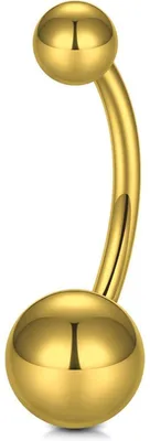 Produktbild von Bauchnabelpiercing Titan G23 12mm Gold 1.6mm Stabdicke Kugel 3mm/5mm