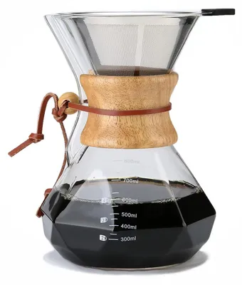 Pour-Over-Kaffeekanne 800 ml, Borosilikatglas, Edelstahlfilter, 4-6 Tassen