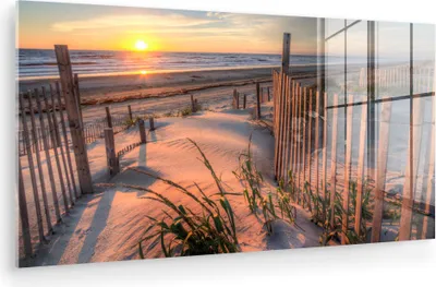 Produktbild von MuchoWow Glasbilder - Bilder auf Wandbild - Foto auf Glas Strand - Meer - Düne - Sonnenuntergang - Landschaft 40x20 cm Wanddekoration aus Glas - Acrylglasbild - Acrylbilder - Modern - Wandgemälde auf