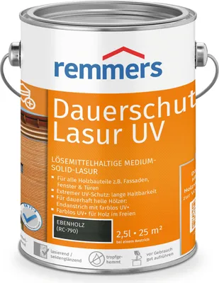Produktbild von Remmers Dauerschutz-Lasur UV ebenholz (RC-790) 2,5 l, Holzlasur