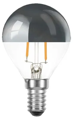 Produktbild von LED Filament Leuchtmittel Tropfen 2W fast 25W E14 Kopfspiegel Silber Glühfaden extra warmweiß 2200K