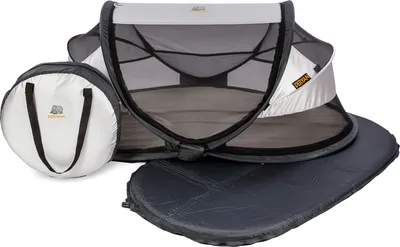Produktbild von DERYAN Baby Luxus Reisebett – Inklusive selbst aufblasbarer Matratze - Silber