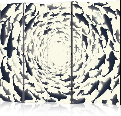 Obrázok produktu pre Obojstranný paraván Animals 225x172 cm 5-dielny čierny