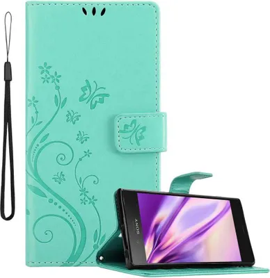 Obrázek produktu pro Cadorabo Pouzdro pro Sony Xperia XZ1 Ochranný kryt v tyrkysové barvě Ochranný kryt Pouzdro na mobilní telefon Květiny Flower