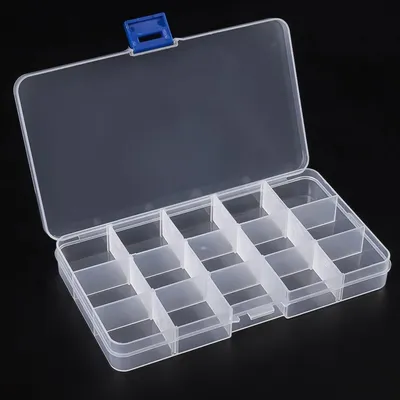 Image de Boîte de rangement – Organiseur pratique pour les petits objets, avec 15 compartiments différents pour les perles à repasser ; boîte de rangement pour bijoux ; vis