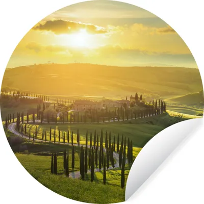Produktbild von MuchoWow® Runde Wandtattoo - Wandsticker Tapete Aufkleber Toskana - Sonne - Italien Ø 100 cm Selbstklebend und Repositionierbar - Wandaufkleber - Kreis - Tapetenkreis - Wandbild rund - Schlafzimmerdekoration - Wanddeko - runde Tapete - Kunst für zu Hause
