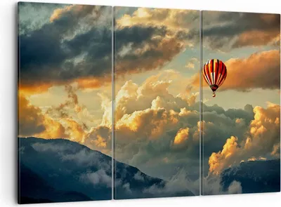 Produktbild von Bild auf Leinwand - Leinwandbild - Wolken Ballon Flug - 105x70cm - Wand Bild - Wanddeko - Leinwanddruck - Bilder - Kunstdruck - Wanddekoration - Leinwand bilder - Wandkunst - CE105x70-3791