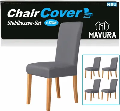 Obrázok produktu pre Poťah na stoličku ChairCover set strečový poťah na stoličku set 4 antracitový strečový